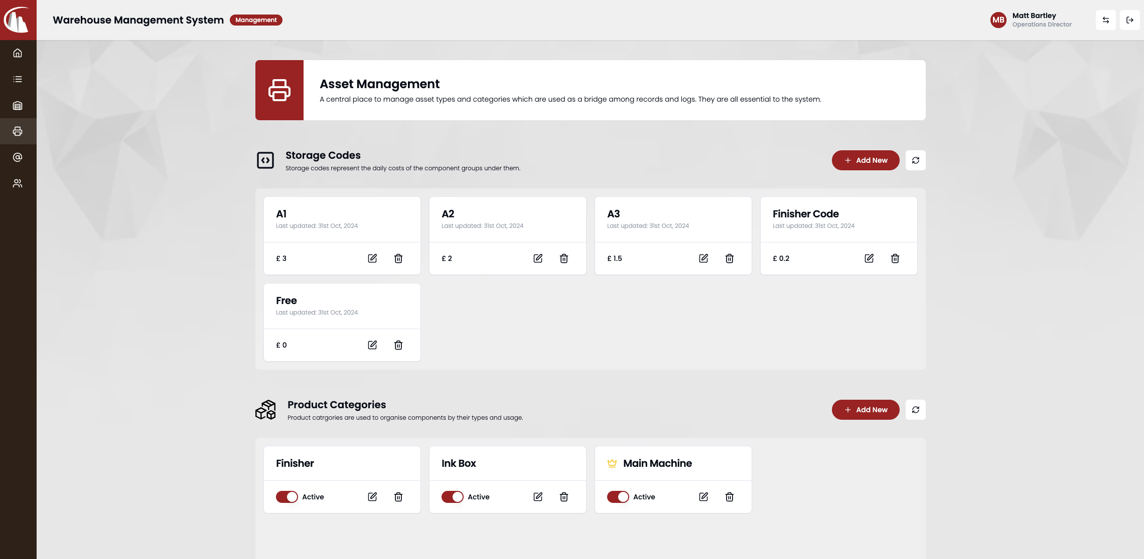 Assets page