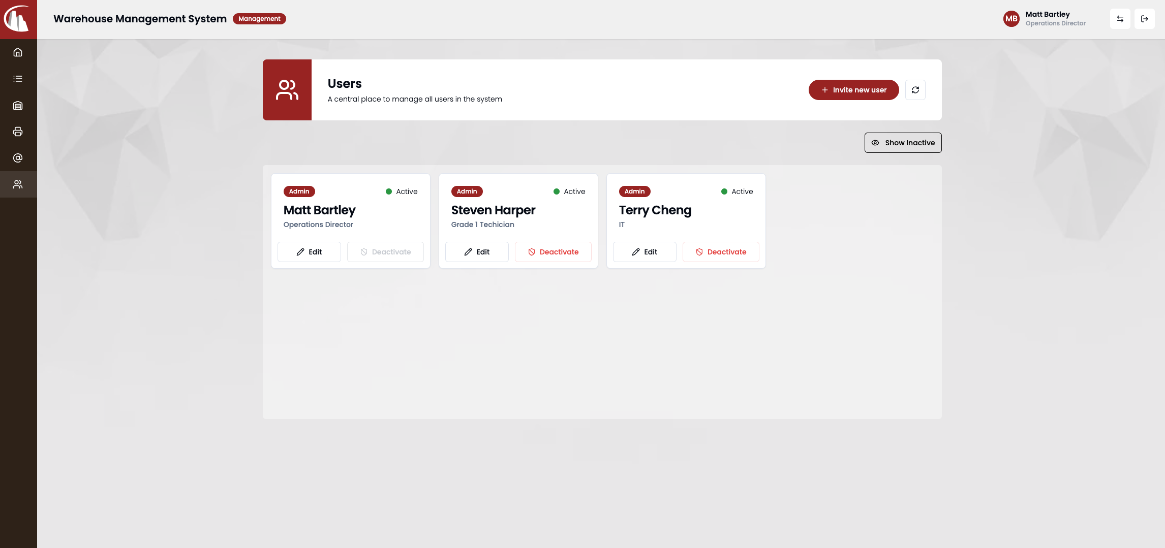 Users page